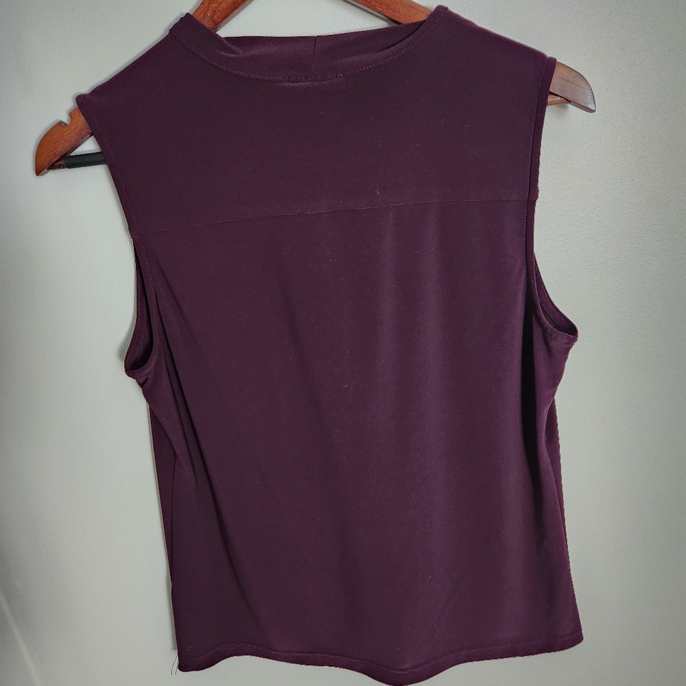Tommy Hilfiger Blouse Bow Tie Neck Top Sleeveless purple Woman’s Size M - Picture 5 of 6